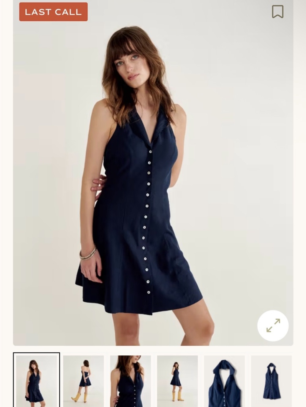 Tecovas Women's Sleeveless Collared
Mini Dress - Navy Linen Viscose
